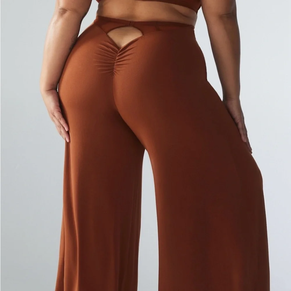 Savage X Fenty Aqua Hour Wide Leg Pant Cookie Brown Size L